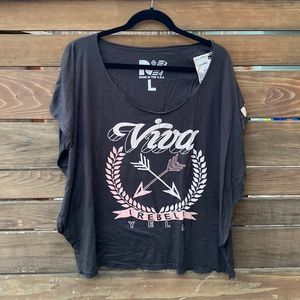 Rebel Yell Viva Black and Pink Oversized Tee - L